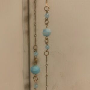 Elegant Blue Beaded 40 inch Necklace